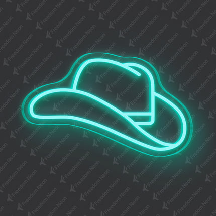 Mint Green Cowboy Hat Neon Sign