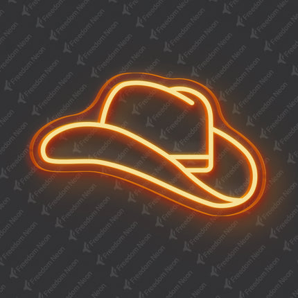 Orange Cowboy Hat Neon Sign