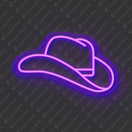 Purple Cowboy Hat Neon Sign