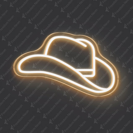 Warm White Cowboy Hat Neon Sign