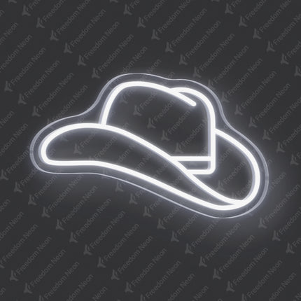 White Cowboy Hat Neon Sign