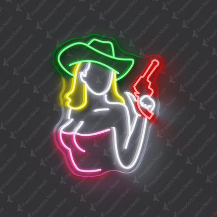 Green Cowgirl Neon Sign