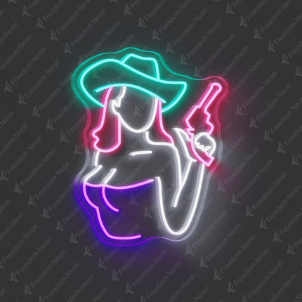 Mint Green Cowgirl Neon Sign