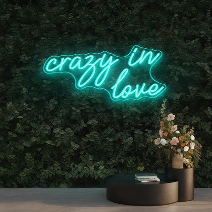 Mint Green Crazy in Love Neon Sign