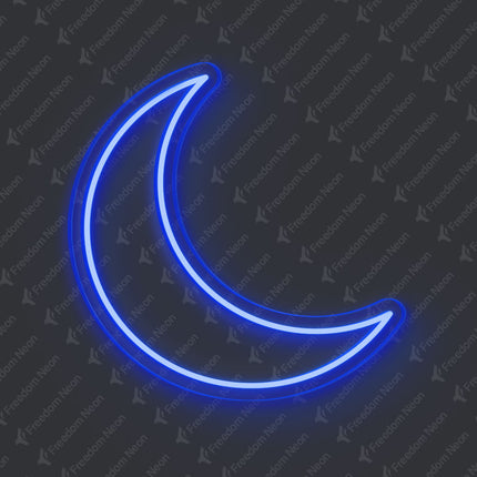 Blue Crescent Moon Neon Sign