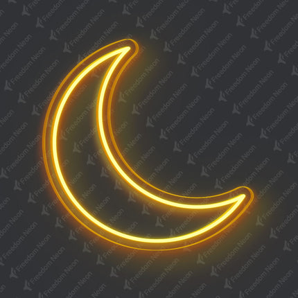 Golden Yellow Crescent Moon Neon Sign