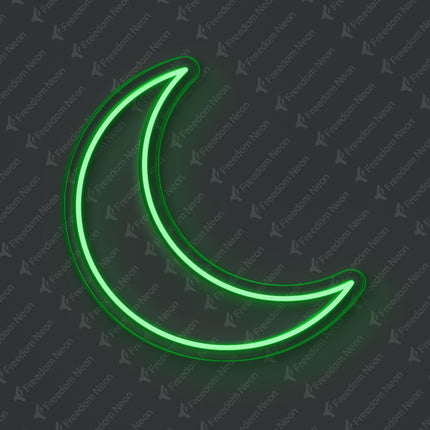 Green Crescent Moon Neon Sign