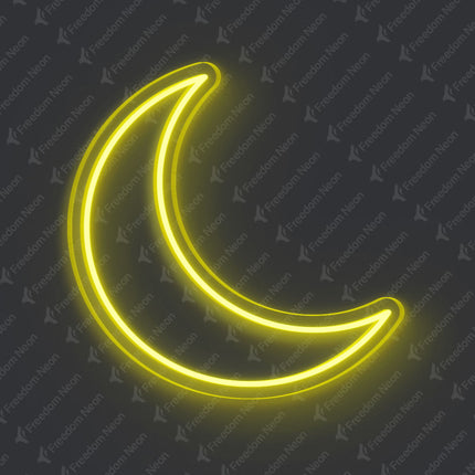 Lemon Yellow Crescent Moon Neon Sign
