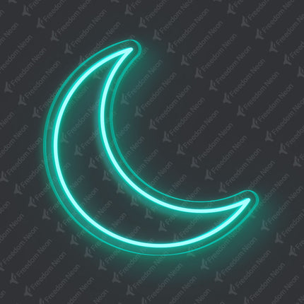 Mint Green Crescent Moon Neon Sign