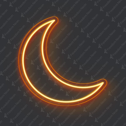 Orange Crescent Moon Neon Sign