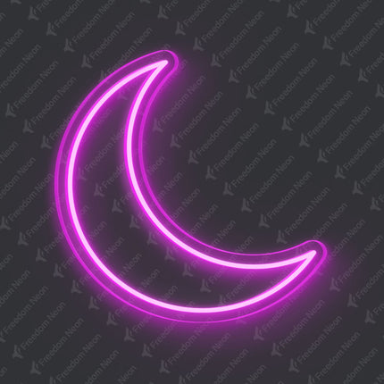 Pink Crescent Moon Neon Sign