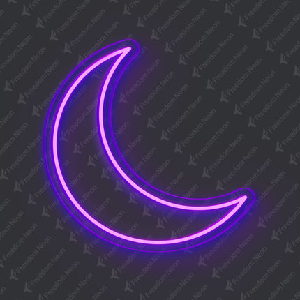 Purple Crescent Moon Neon Sign