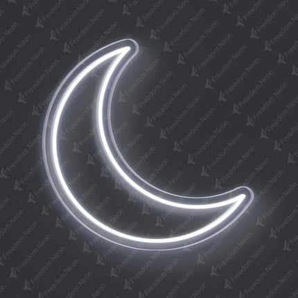 White Crescent Moon Neon Sign