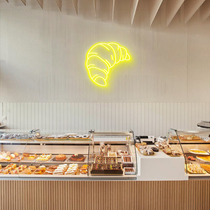 Yellow Croissant Neon Sign
