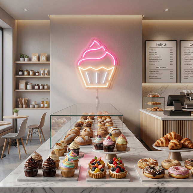 Light Pink Cupcake Neon Sign
