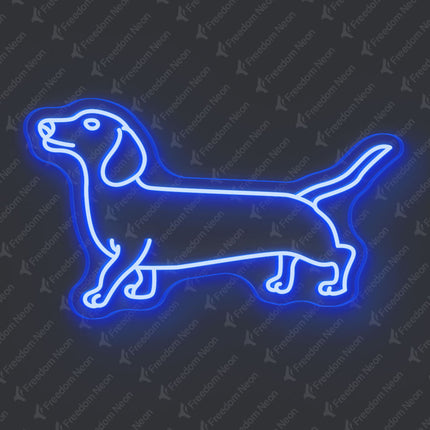 Blue Dachshund Dog Neon Sign