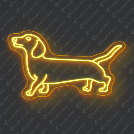 Golden Yellow Dachshund Dog Neon Sign