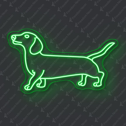 Green Dachshund Dog Neon Sign