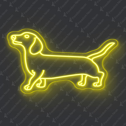 Lemon Yellow Dachshund Dog Neon Sign