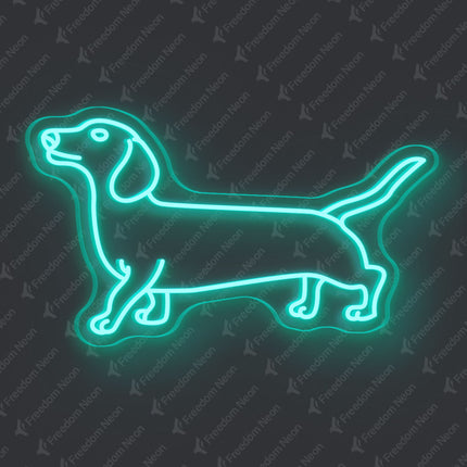 Mint Green Dachshund Dog Neon Sign