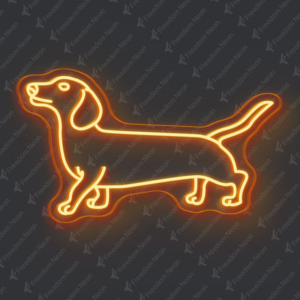 Orange Dachshund Dog Neon Sign