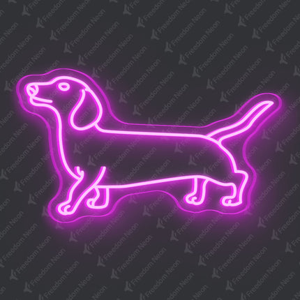 Pink Dachshund Dog Neon Sign