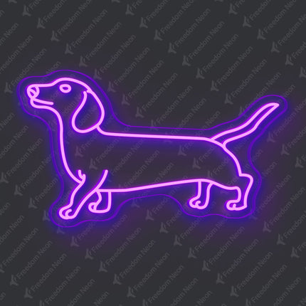 Purple Dachshund Dog Neon Sign