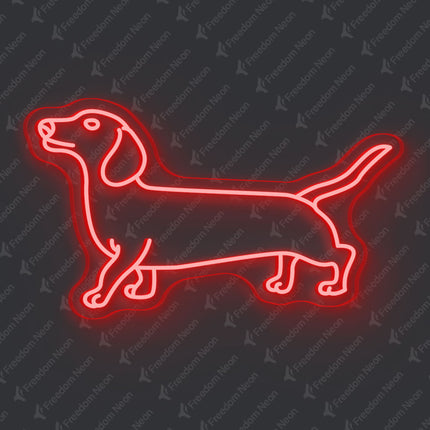 Red Dachshund Dog Neon Sign