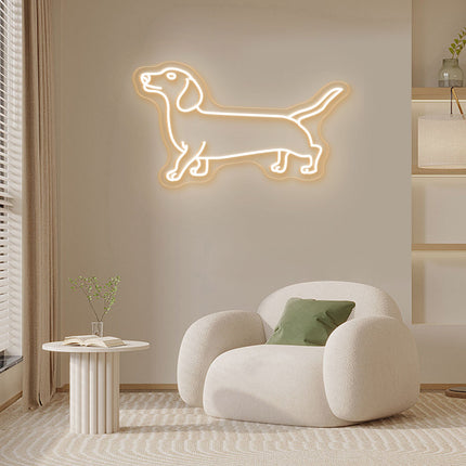Warm White Dachshund Dog Neon Sign