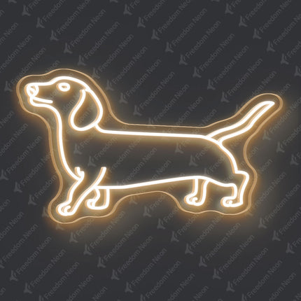 Warm White Dachshund Dog Neon Sign