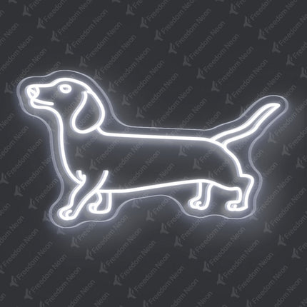 White Dachshund Dog Neon Sign