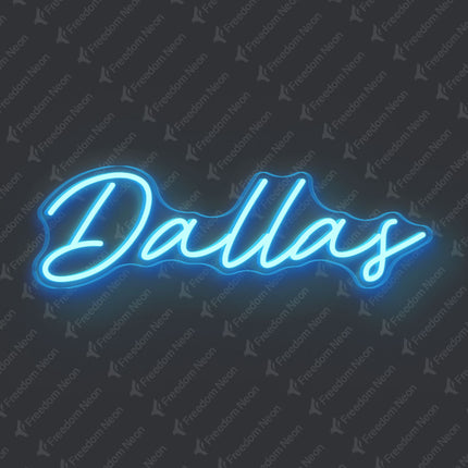Ice Blue Dallas Neon Sign