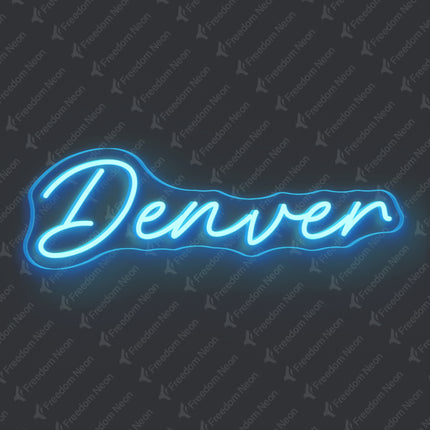 Ice Blue Denver Neon Sign