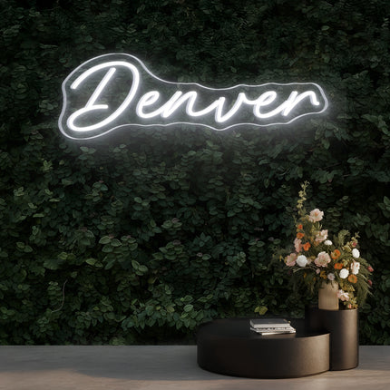 White Denver Neon Sign