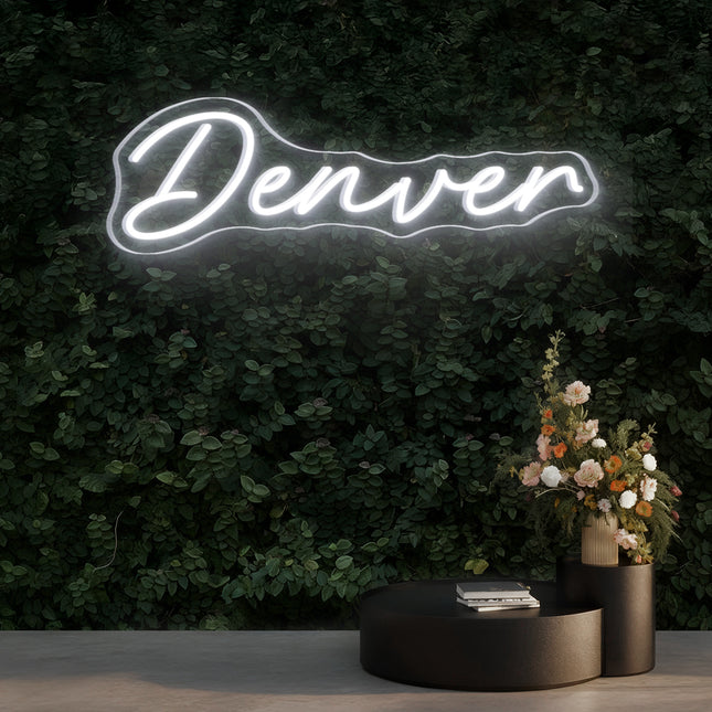 White Denver Neon Sign