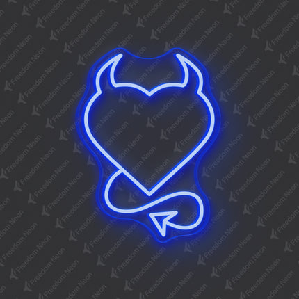 Blue Devil Heart Neon Sign