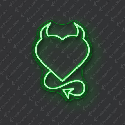 Green Devil Heart Neon Sign