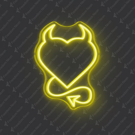Lemon Yellow Devil Heart Neon Sign