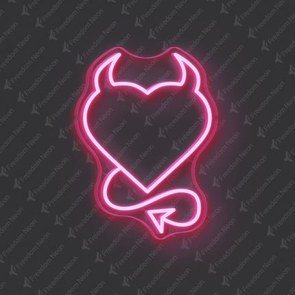 Light Pink Devil Heart Neon Sign