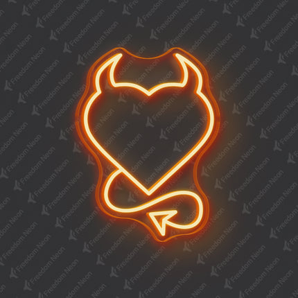 Orange Devil Heart Neon Sign