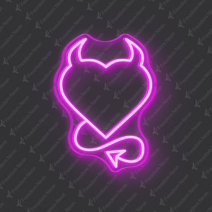 Pink Devil Heart Neon Sign