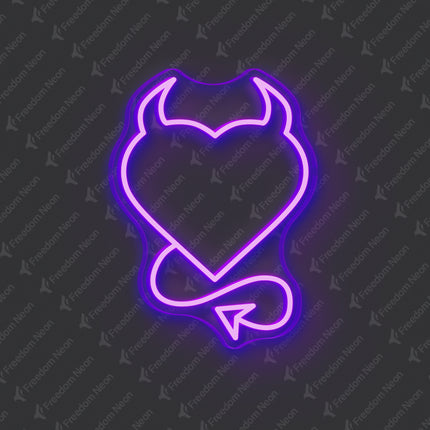 Purple Devil Heart Neon Sign