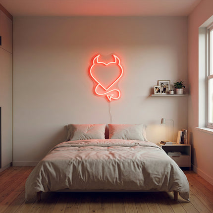 Red Devil Heart Neon Sign
