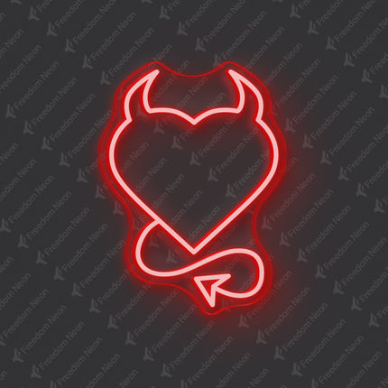 Red Devil Heart Neon Sign