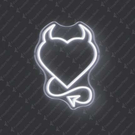 White Devil Heart Neon Sign