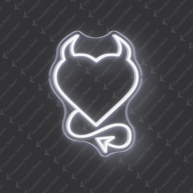 White Devil Heart Neon Sign