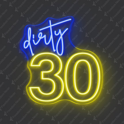 Lemon Yellow Dirty 30 Neon Sign 2.0