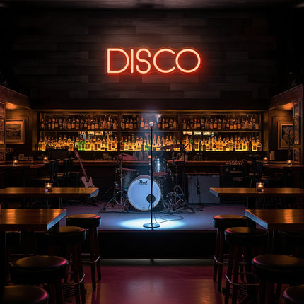 Orange Disco Word Neon Sign
