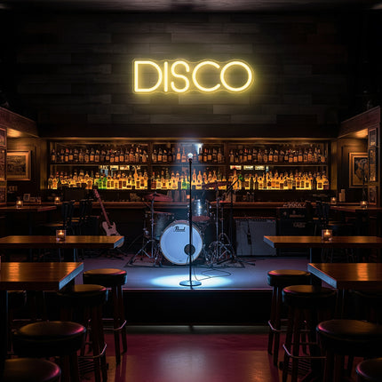 Warm White Disco Word Neon Sign