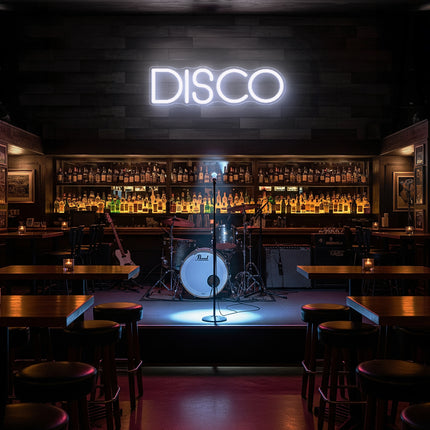 White Disco Word Neon Sign